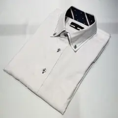 m.f.editorial　半袖ワイシャツ　Yシャツ　ストライプ　ホワイト　L③