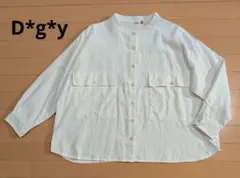 D*g*y　バンドカラー リネンブレンド ビッグポケットオーバーシャツ