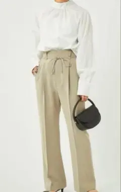 green label relaxing アセテート混ツイルフレアパンツ