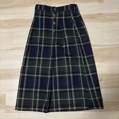 チェック柄ロングスカート ネイビーグリーン