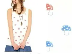 【新品】uyoga キノコ柄 ノースリーブTシャツ フリーサイズ