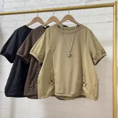無地 カジュアル Tシャツ シンプル 切り替え iオシャレ ラウンドネック