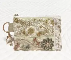 セール　人気　ハンドメイド　インド刺繍リボン　グリーン系　オーロラ　ヌビ　韓国