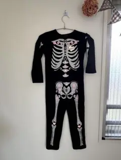 H&M 110 ハロウィン　コスチューム　スケルトンデザインロンパース　骸骨
