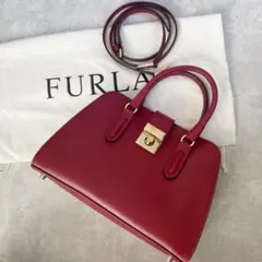 【美品】FURLA ミラノ ハンドバッグ ショルダー 2way レッド 赤