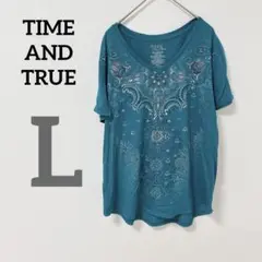 TIME AND TRUE 【L】 Tシャツ 半袖 カットソー Vネック