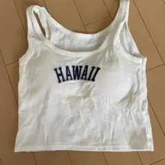 タンクトップ　ハワイ　ロゴ　ホワイト　ジム　山登り　パット付き　トレーニング