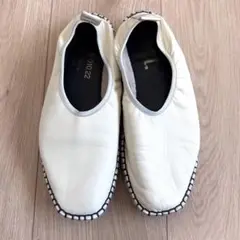 【アクト】ホワイトレザー　エスパドリーユ　フレンチ　スペイン製　37