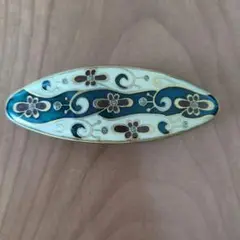 フランス製 青金花模様 ヘアクリップ