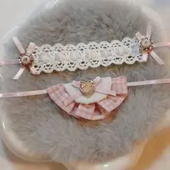 ピンク リボン ぬいぐるみ スタイ ヘッドドレス ぬい服 セット