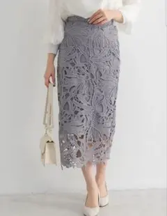 カットワークレース タイトスカート S fifth 総レース