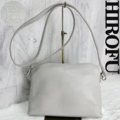 人気♡HIROFU ヒロフ Hロゴ レザー ショルダーバッグ ライトグレー
