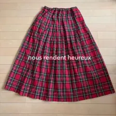 nous rendent heureux 綿麻タータンチェックタックスカート