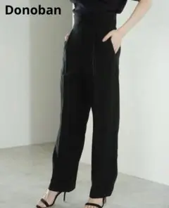 美品　ドノバン　Donoban　レディース　ダブルタックカラーパンツ　Mブラック