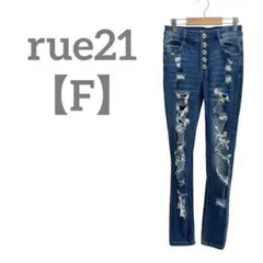 匿名配送✨rue21 【F】ハイウエストデニム ダメージ加工 小さいサイズ