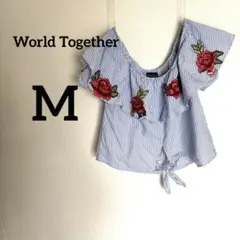 美品✨ Together オフショルダーシャツ【 M】薔薇の刺繍