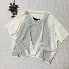 シアーシャツ ホワイト M インナーセット 透け感