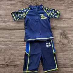 ヤシの木柄　水着　セットアップ　男の子　ネイビー　110センチ