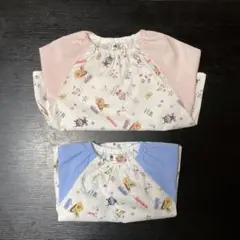 アンパンマンエプロン長袖２枚セット　 ブルー95センチ　ピンク100センチ