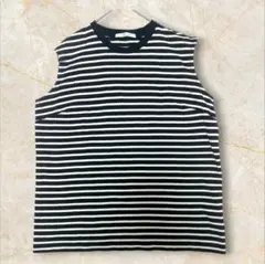 美品【マカフィー】ボーダーノースリーブカットソー　コットン　タンクトップ　日本製