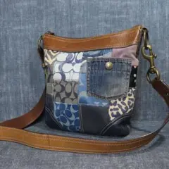 COACH デニム パッチワーク ショルダーバッグ コーチ