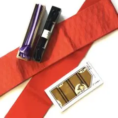 帯締2種(箱入)& 帯2枚(1枚はウール帯)&風呂敷【新品未使用】