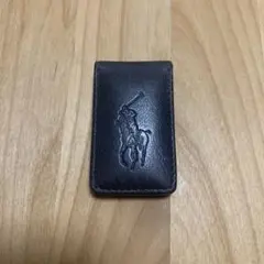 ラルフローレン　マネークリップ　レザー　ダークブラウン