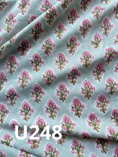 U248 インド綿 ハンドブロックプリント お好きな数量でカット販売