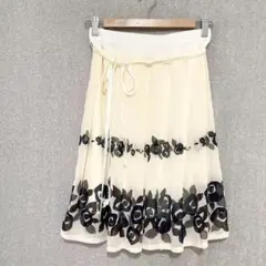 美品✦CLEF DE SOL シアースカート L アイボリー ゴム 裏地付