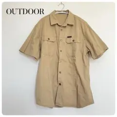 OUTDOOR ベージュ 半袖ワークシャツ