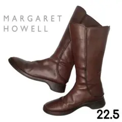 MARGARET HOWELL ミドルブーツ 革 ジップ ダークブラウン 茶