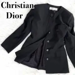 ◎高級◎『Christian Dior』ノーカラー ジャケット ウール ブラック
