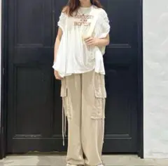 niko and... ニコアンド ストリングトロットカーゴパンツ　L ベージュ
