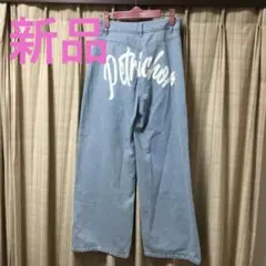 新品　バックロゴ　ワイドデニムパンツ　64