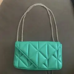 ターコイズ キルティングハンドバッグ