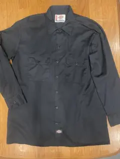 90s Dickies 長袖 ワーク シャツ 黒　美品　Lサイズ
