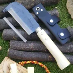 ❇️両刃海老鉈 、石付き小型鉈 全鋼製 厚でカバー付き 薪割 新品
