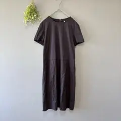 無印良品［M］ウエストマークで着痩せ　ひざ丈ドッキングカットソーワンピース　半袖