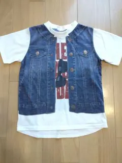 ダディオダディ★デニム風ベスト付き騙し絵Tシャツ★120センチ