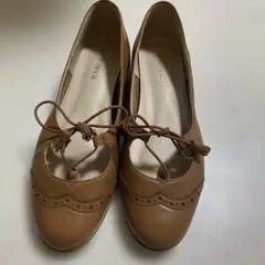 BARCLAY ブラウン オープントゥ フラットシューズ