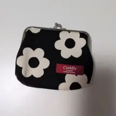 Cuddly 花柄 がま口財布 黒・白