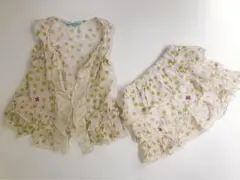 くしゅくしゅ素材のドット　セットアップ100センチ