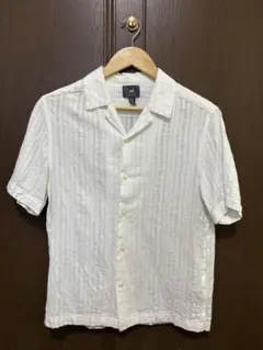 H&M コットンリネンシャツ 半袖 アメカジ XS 白シャツ
