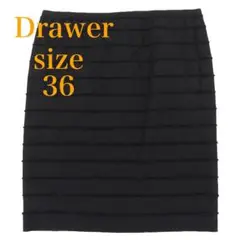 Drawer ドゥロワー スカート レディース ブラック ウール 36 黒