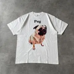 アニマルTシャツ パグ Tシャツ 犬 XL 白 ホワイト 15446