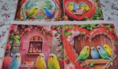 パネル生地　セキセイインコ　インコ　鳥　いちごハウス　苺　スイーツ　ケーキ