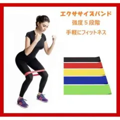 エクササイズバンド5色セット フィットネスバンド 家で簡単トレーニング在宅ワーク