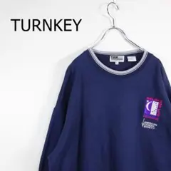 TURNKEY スウェット XL ネイビー 胸ロゴ 刺繍ロゴ プルオーバー 長袖