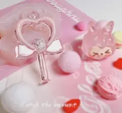 #0116シリコンモールド　魔法の杖　ハート　リボン　キーホルダー　レジン