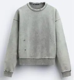 完売品】 ZARA ザラ クロップド スウェットシャツ 短丈 サイズL